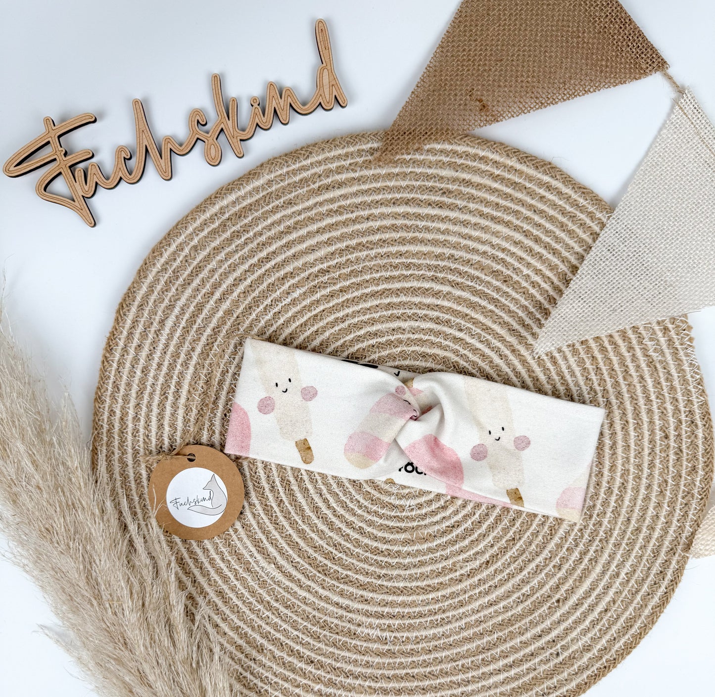 Haarband / Bio Baumwolle / KU 48cm / Eis pink