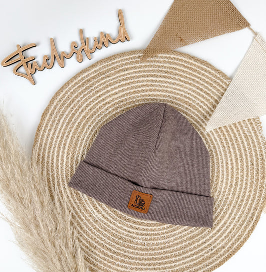 Rib- Beanie / Bio- Ribjersey / KU 42-45cm / braun meliert