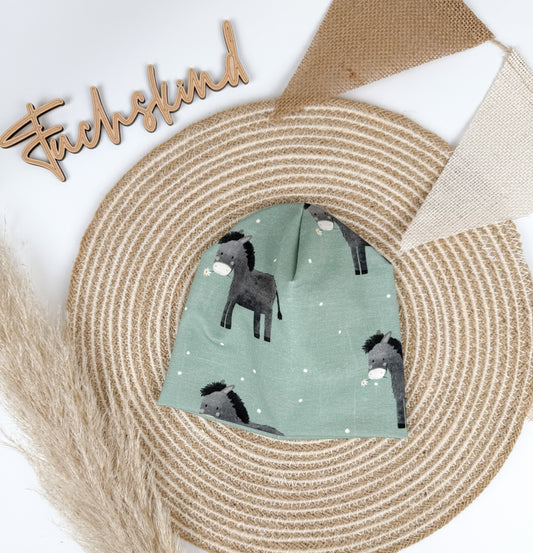 Beanie/ Bio Baumwolle / KU 38-41cm /kleiner Esel