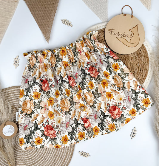 Paperbagrock Gr. 104 / Bio Baumwolle / Vintage Blumen