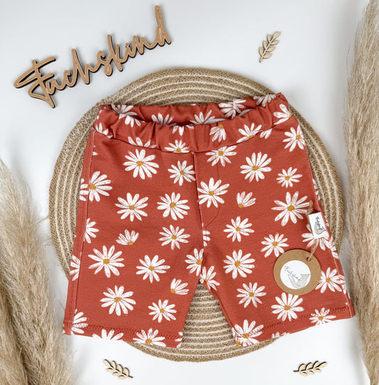 Shorts Gr. 92 / Bio Baumwolle / Retro Blumen rost