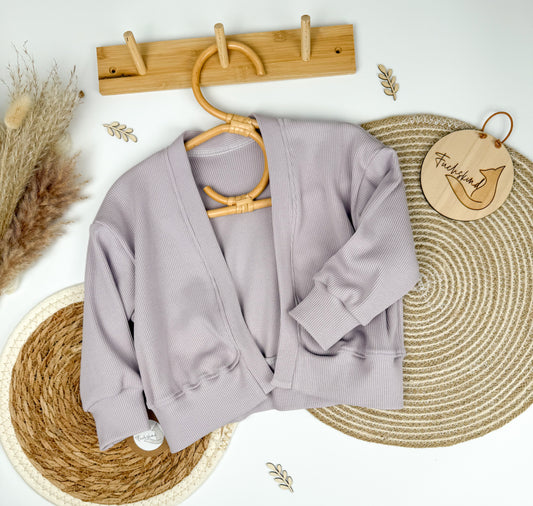 Cardigan Gr. 68 / Ripjersey / lavendel