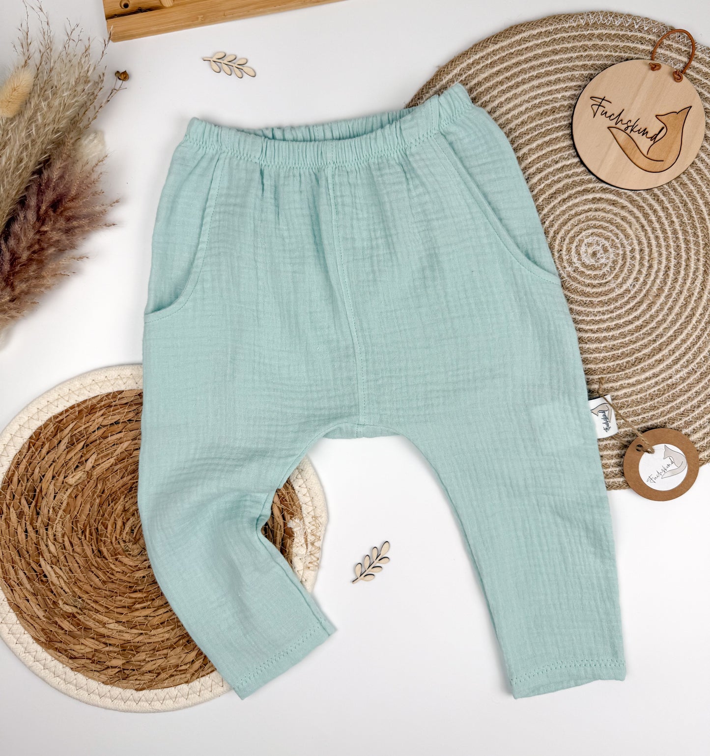 Musselinhose Gr. 86 / 100% Baumwolle / mint
