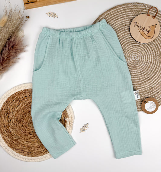 Musselinhose Gr. 86 / 100% Baumwolle / mint