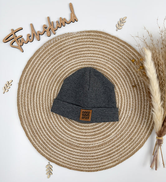 Rip- Beanie KU 34-38cm / dunkelgrau