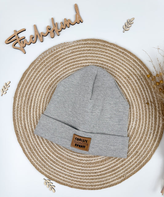 Rip- Beanie KU 46-49cm / hellgrau meliert